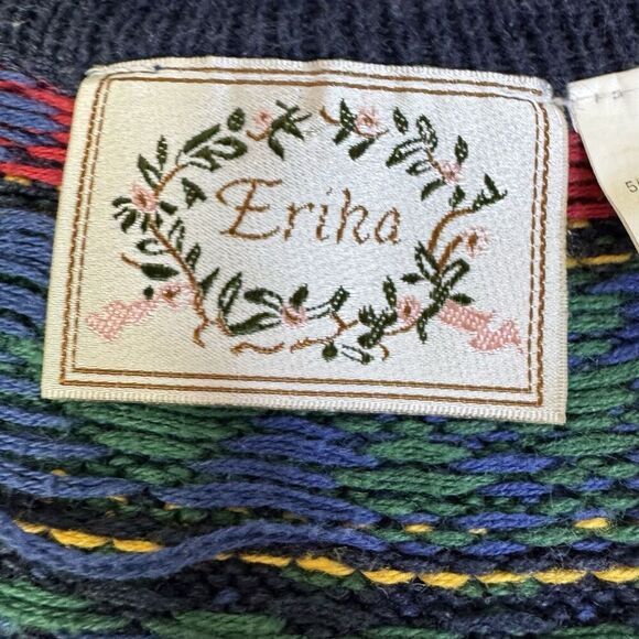 Vintage Erika Fair Isle Cottage Dark Floral Sweater Vest Size M Holiday Vintage - Picture 8 of 10